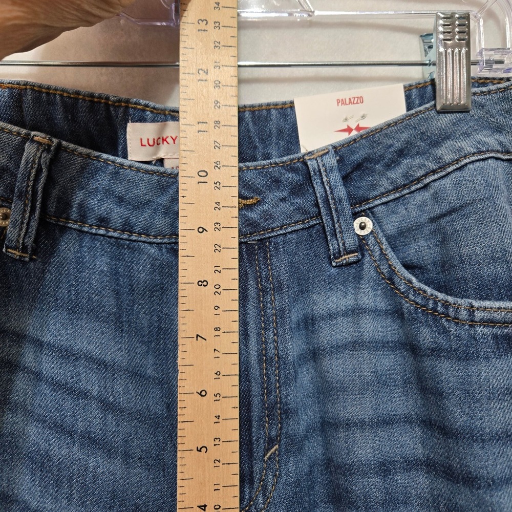 NWT Lucky Brand Size 4 27 Wide Leg Palazzo Jeans Blue High Rise Seam Front 1193 - Picture 7 of 10